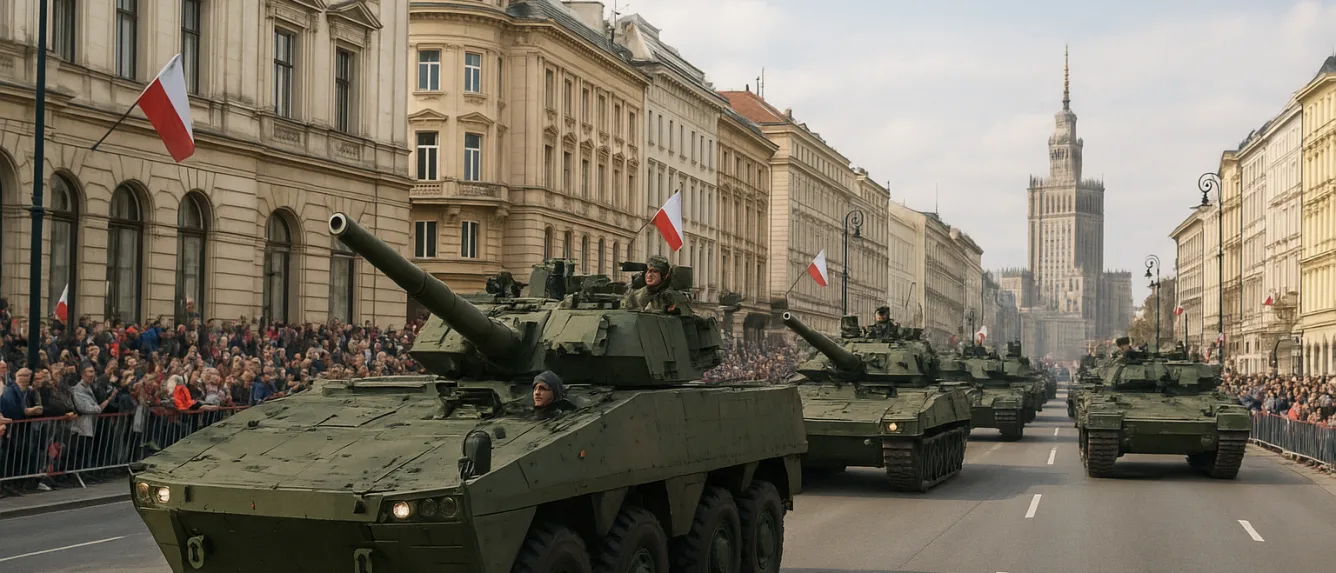 Военная демонстрация на улицах Варшавы